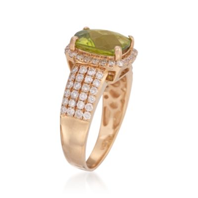 2.77 Carat Peridot and .87 ct. t.w. Diamond Ring in 14kt Yellow Gold &mdash; Alt Image 3