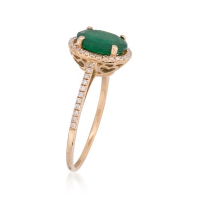 1.70 Carat Emerald and .20 ct. t.w. Diamond Ring in 14kt Yellow Gold &mdash; Alt Image 3