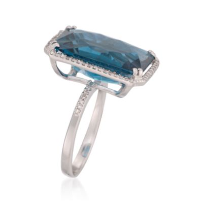 19.88 Carat London Blue Topaz and .26 ct. t.w. Diamond Ring in 14kt White Gold &mdash; Alt Image 3