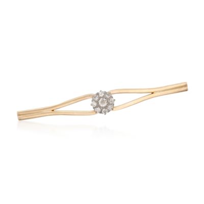 C. 1980 Vintage .60 ct. t.w. Diamond Cluster Bar Pin in 9kt Gold  &mdash; Alt Image 1