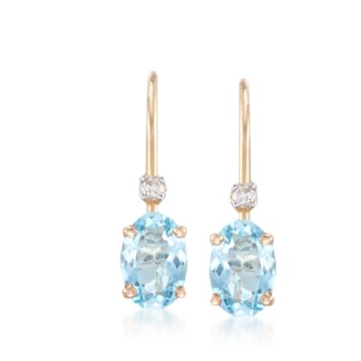 .75 ct. t.w. Aquamarine Drop Earrings With Diamonds in 14kt Yellow Gold    &mdash; Alt Image 1