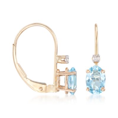 .75 ct. t.w. Aquamarine Drop Earrings With Diamonds in 14kt Yellow Gold    &mdash; Alt Image 3