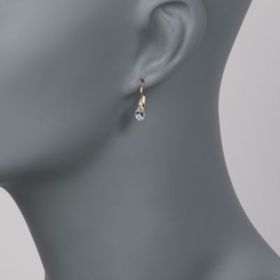 .75 ct. t.w. Aquamarine Drop Earrings With Diamonds in 14kt Yellow Gold    &mdash; Alt Image 2