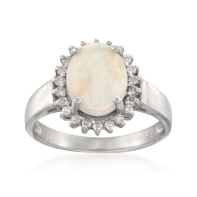 Opal and .22 ct. t.w. Diamond Ring in 14kt White Gold &mdash; Alt Image 1