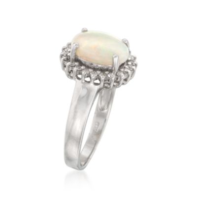 Opal and .22 ct. t.w. Diamond Ring in 14kt White Gold &mdash; Alt Image 3