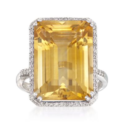 15.18 Carat Citrine and .26 ct. t.w. Diamond Cocktail Ring in 14kt White Gold &mdash; Alt Image 1