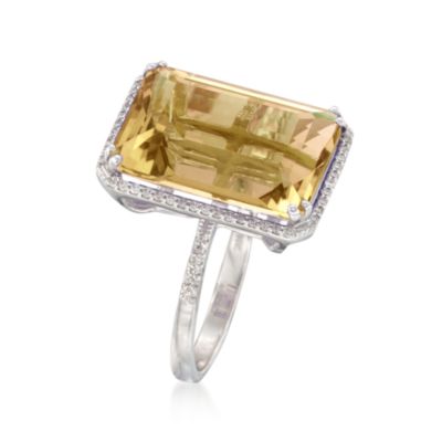 15.18 Carat Citrine and .26 ct. t.w. Diamond Cocktail Ring in 14kt White Gold &mdash; Alt Image 3