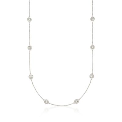 1.00 ct. t.w. Diamond Station Necklace in 14kt White Gold. 18" &mdash; Alt Image 1