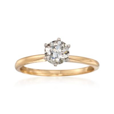 C. 2000 Vintage .76 Carat Diamond Solitaire Ring in Two-Tone. Size 7.5 &mdash; Alt Image 1