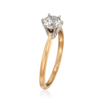 C. 2000 Vintage .76 Carat Diamond Solitaire Ring in Two-Tone. Size 7.5 &mdash; Alt Image 3