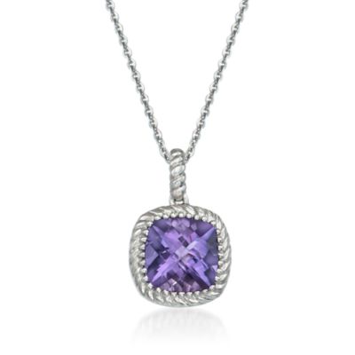 4.00 Carat Amethyst Pendant Necklace in Sterling Silver. 18" &mdash; Alt Image 1