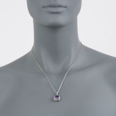 4.00 Carat Amethyst Pendant Necklace in Sterling Silver. 18" &mdash; Alt Image 2