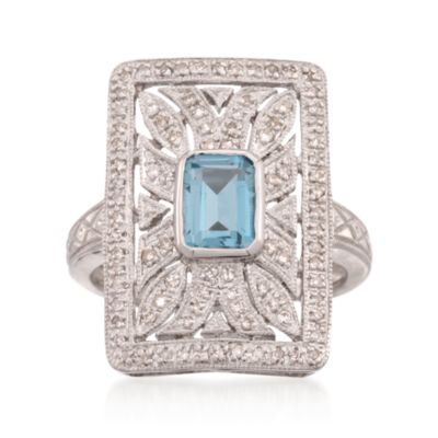 1.00 Carat London Blue Topaz and .30 ct. t.w. Diamond Ring in Sterling Silver &mdash; Alt Image 1