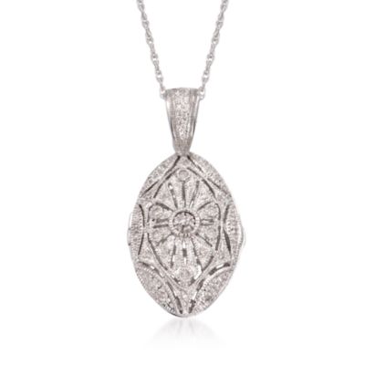 .10 ct. t.w. Victorian-Inspired  Diamond Locket Pendant Necklace in Sterling Silver. 18" &mdash; Alt Image 1