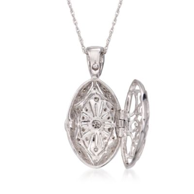 .10 ct. t.w. Victorian-Inspired  Diamond Locket Pendant Necklace in Sterling Silver. 18" &mdash; Alt Image 3