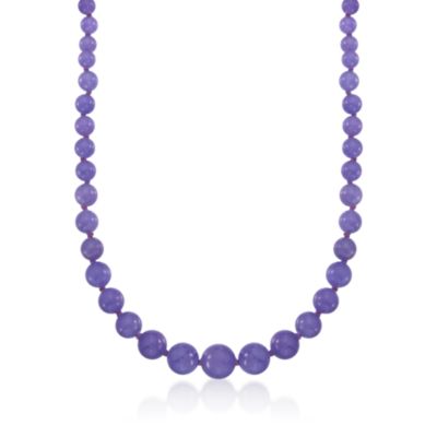Graduated Lavender Jade Necklace in 14kt Yellow Gold &mdash; Alt Image 1