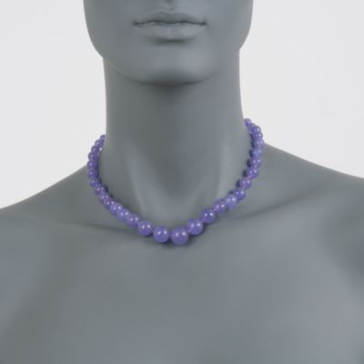 Graduated Lavender Jade Necklace in 14kt Yellow Gold &mdash; Alt Image 2