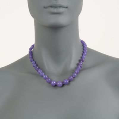 Graduated Lavender Jade Necklace in 14kt Yellow Gold &mdash; Alt Image 3