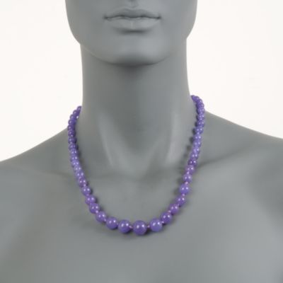 Graduated Lavender Jade Necklace in 14kt Yellow Gold &mdash; Alt Image 4