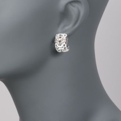 Belle Etoile .40 ct. t.w. CZ "Toujours" Earrings With White Enamel in Sterling Silver &mdash; Alt Image 2