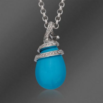 Belle Etoile .20 ct. t.w. CZ and Faux Turquoise 'Eden' Pendant in Sterling Silver &mdash; Alt Image 1