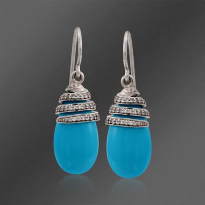 Belle Etoile .40 ct. t.w. CZ and Faux Turquoise 'Eden' Drop Earrings in Sterling Silver &mdash; Alt Image 1
