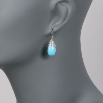 Belle Etoile .40 ct. t.w. CZ and Faux Turquoise 'Eden' Drop Earrings in Sterling Silver &mdash; Alt Image 2