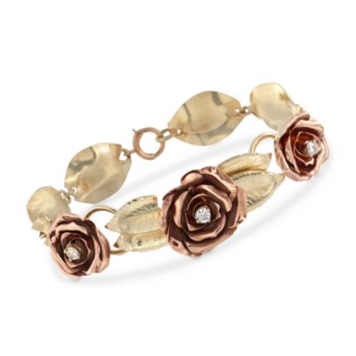 C. 1970 Vintage .40 ct. t.w. Floral Diamond Bracelet in 14kt Two-Tone Gold. 7.25" &mdash; Alt Image 1