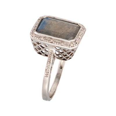 Labradorite and .10 ct. t.w. Diamond Ring in Sterling Silver &mdash; Alt Image 3