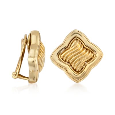 C. 2000 Vintage David Yurman 18kt Yellow  Gold Floral Earrings &mdash; Alt Image 3