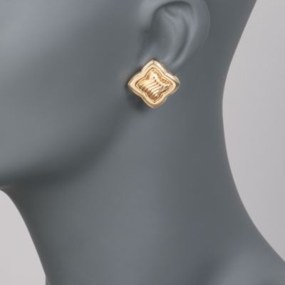 C. 2000 Vintage David Yurman 18kt Yellow  Gold Floral Earrings &mdash; Alt Image 2