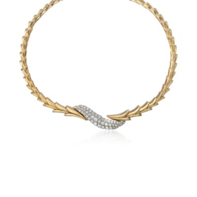 C. 1980 Vintage Jose Hess 5.00 ct. t.w. Diamond Swirl Collar Necklace in 14kt Yellow Gold. 15.5" &mdash; Alt Image 1