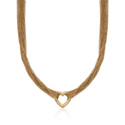 C. 2000 Vintage Tiffany Jewelry 18kt Yellow Gold Multi-Strand Open Heart Necklace. 17.5" &mdash; Alt Image 1