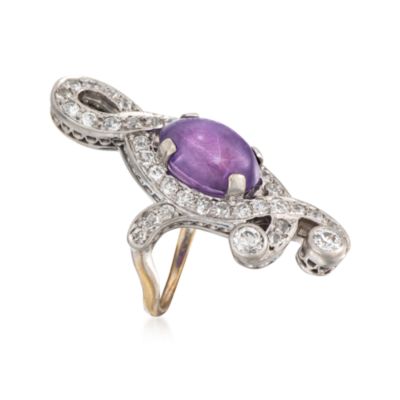 C. 1950 Vintage Oval Cabochon Ruby and 2.40 ct. t.w. Diamond Ring in Two-Tone. Size 6 &mdash; Alt Image 3