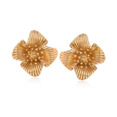 C. 1970 Vintage Badler Designs 14kt Yellow Gold Floral Earrings    &mdash; Alt Image 1
