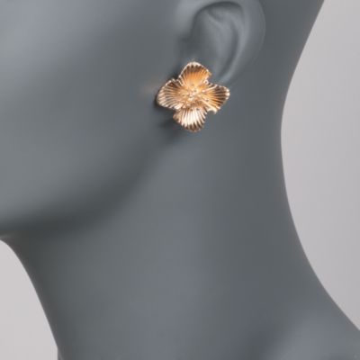 C. 1970 Vintage Badler Designs 14kt Yellow Gold Floral Earrings    &mdash; Alt Image 2