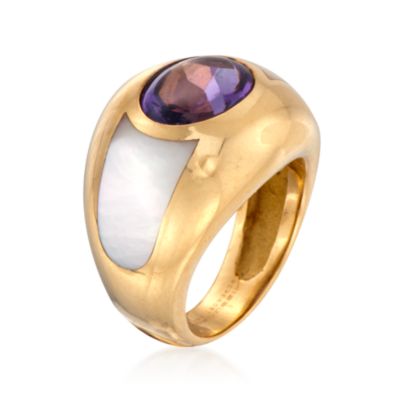 C. 1990 Vintage Mauboussin 2.75 Carat Aloha Amethyst Ring With Mother-Of-Pearl in 18kt Yellow Gold. Size 5 &mdash; Alt Image 3