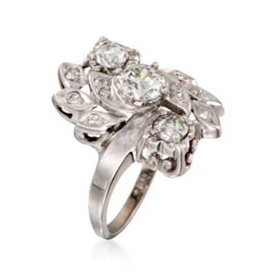 C. 1970 Vintage 1.50 ct. t.w. Diamond Floral Ring in 14kt White Gold. Size 8.5 &mdash; Alt Image 3