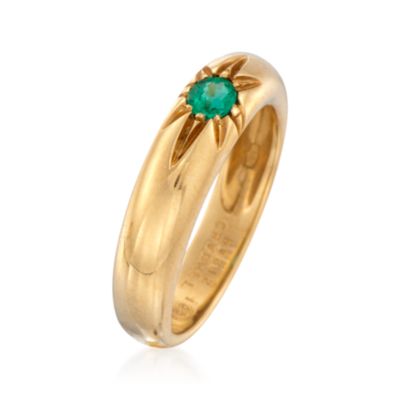 C. 1990 Vintage Chaument .15 Carat Emerald Ring in 18kt Yellow Gold. Size 6.5 &mdash; Alt Image 3