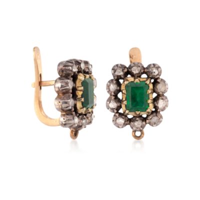 C. 1970 Vintage 1.50 ct. t.w. Emerald and .60 ct. t.w. Diamond Drop Earrings in Two-Tone &mdash; Alt Image 4