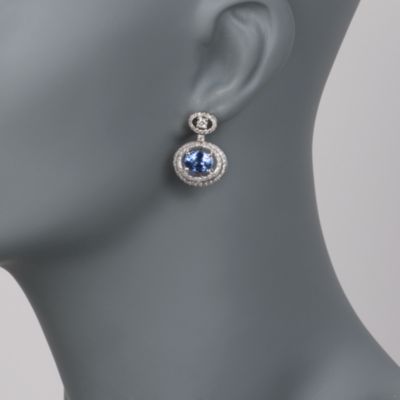 4.00 ct. t.w. Tanzanite and 1.70 ct. t.w. Diamond Drop Earrings in 14kt White Gold &mdash; Alt Image 2