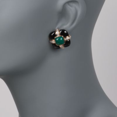 Green and Black Agate Earrings in 18kt Gold Over Sterling &mdash; Alt Image 2