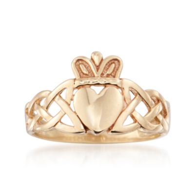 14kt Yellow Gold Braided Claddagh Ring &mdash; Alt Image 1