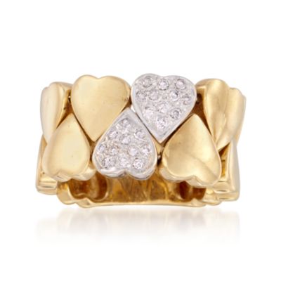 C. 1990 Vintage .25 ct. t.w. Heart Motif Diamond Ring in 18kt Yellow Gold. Size 6.5 &mdash; Alt Image 1