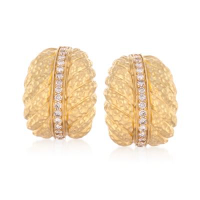 C. 1980 Vintage 1.00 ct. t.w. Diamond Leaf Earrings in 18kt Yellow Gold  &mdash; Alt Image 1