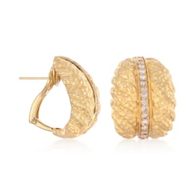 C. 1980 Vintage 1.00 ct. t.w. Diamond Leaf Earrings in 18kt Yellow Gold  &mdash; Alt Image 3