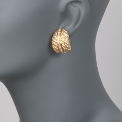 C. 1980 Vintage 1.00 ct. t.w. Diamond Leaf Earrings in 18kt Yellow Gold  &mdash; Alt Image 2