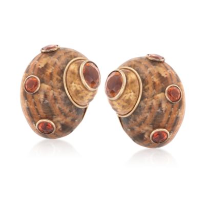C. 1990 Vintage 6.30 ct. t.w. Citrine Snail Motif Earrings in 14kt Yellow Gold &mdash; Alt Image 1