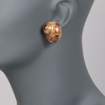 C. 1990 Vintage 6.30 ct. t.w. Citrine Snail Motif Earrings in 14kt Yellow Gold &mdash; Alt Image 2