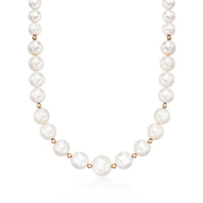 Graduated Cultured Pearl Necklace With 2 Free Pairs of Earrings in 14kt Yellow Gold &mdash; Alt Image 2